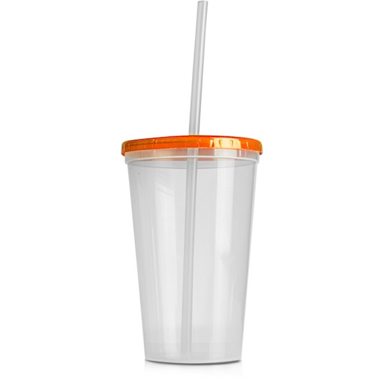 Table utensil. Glass single 550ml 14x9 cm (BPA FREE, Polypropylene) Orange lid